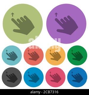 Right handed move up gesture darker flat icons on color round background Stock Vector
