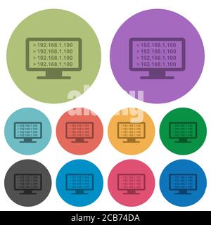 Ping remote computer darker flat icons on color round background Stock Vector