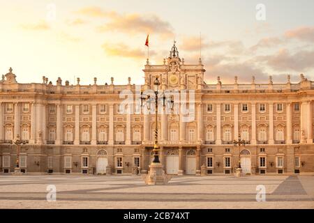 Palacio Real (Royal Palace) at Plaza de Oriente, in Madrid, Spain Stock Photo
