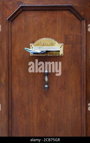 mailbox on the front door of a house Stock Photo