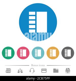 Vertical tabbed layout flat white icons in square backgrounds. 6 bonus ...