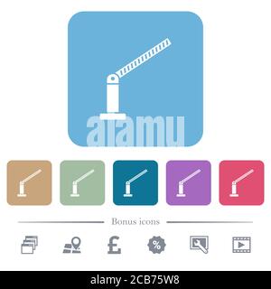 Opened barrier white flat icons on color rounded square backgrounds. 6 bonus icons included Stock Vector
