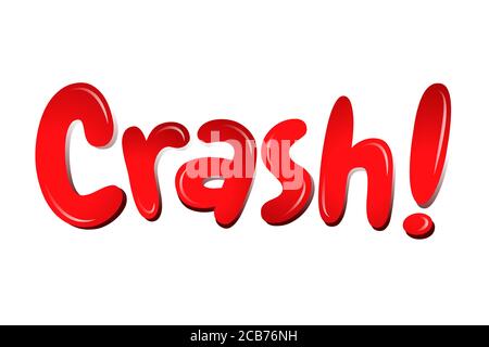 crash in cartoon colorful letters banner for kids Stock Photo