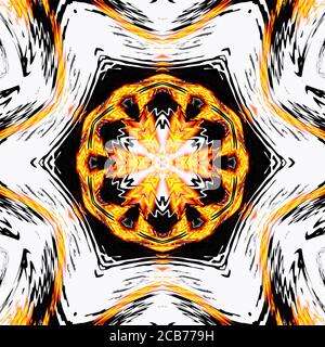 Abstract geometric black and white background with hexagonal golden cells for design. Bright gold digital illustration with polygons on a light backgr Stock Photo