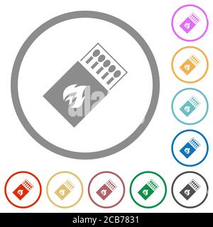 Box of matches flat color icons in round outlines on white background Stock Vector