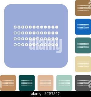 Set of screwdriver bits white flat icons on color rounded square ...