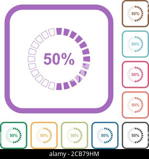 0 percent loaded simple icons in color rounded square frames on white ...