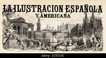 The Spanish and American Illustration was a magazine published in Madrid between 1869 and 1921, Spain. Old XIX century engraved illustration from La Ilustracion Española y Americana 1894 Stock Photo