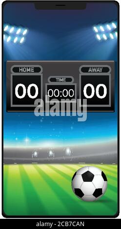 Football match news on smartphone screen isolated illustration Stock Vector
