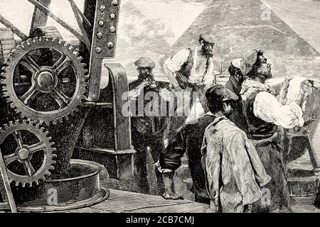 Preparations for the demonstration of May 1, 1894 in Bilbao. Basque Country, Spain. Old XIX century engraved illustration from La Ilustracion Española y Americana 1894 Stock Photo