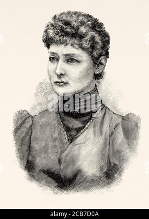 Portrait of Princess Elisabeth of Hesse and by Rhine (1864 - 1918) Grand Duchess Elizabeth Feodorovna of Russia, wife of Grand Duke Sergei Alexandrovich. Old XIX century engraved illustration from La Ilustracion Española y Americana 1894 Stock Photo