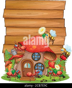 Blank wood sign with animal garden set isolated illustration Stock ...