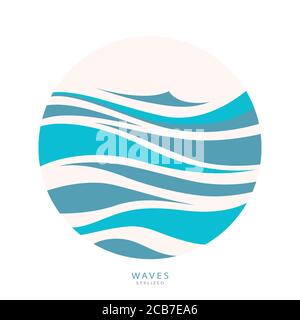 Water Wave Logo abstract design. Cosmetics Surf Sport Stock Vector