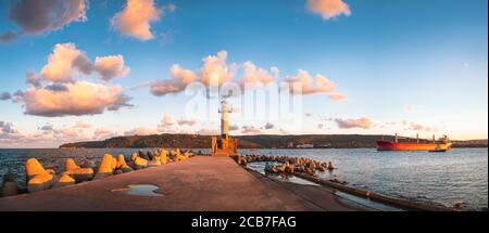 The lighthouse in Varna, Bulgaria at sunset Stock Photo
