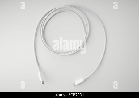 White wire cable isolated on a white background Stock Photo