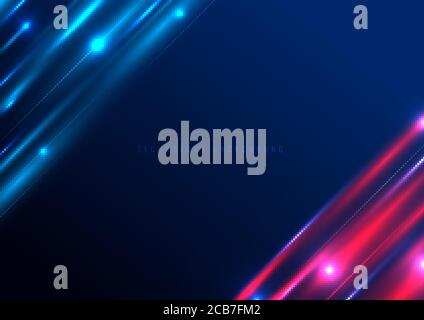 Abstract technology futuristic lighting effect speed motion on blue background with space for your text. Vector illustration Stock Vector