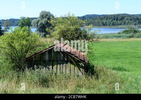 Very old house at the Ostersee lakes south of Munich Stock Photo