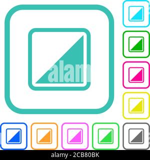 Invert object vivid colored flat icons in curved borders on white background Stock Vector