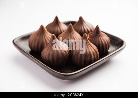 Chocolate Modak for Ganesh Chaturthi Puja or Ganesha festival Stock Photo