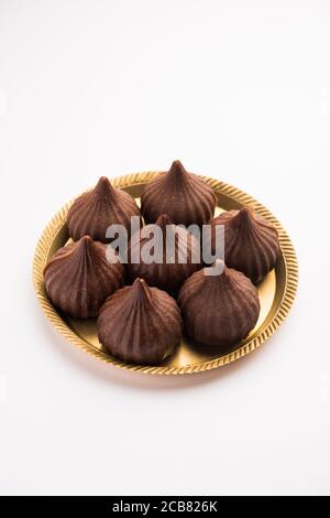 Chocolate Modak for Ganesh Chaturthi Puja or Ganesha festival Stock Photo