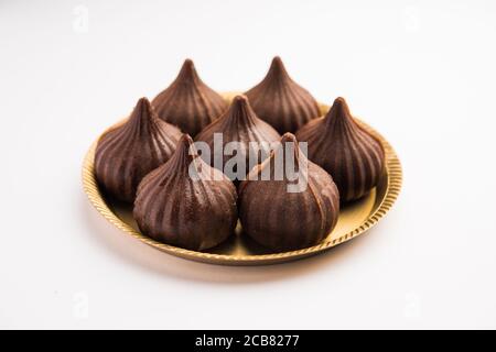 Chocolate Modak for Ganesh Chaturthi Puja or Ganesha festival Stock Photo