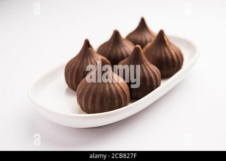 Chocolate Modak for Ganesh Chaturthi Puja or Ganesha festival Stock Photo