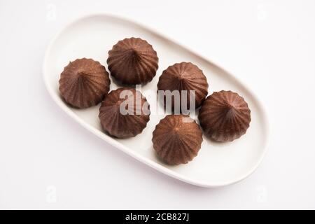 Chocolate Modak for Ganesh Chaturthi Puja or Ganesha festival Stock Photo