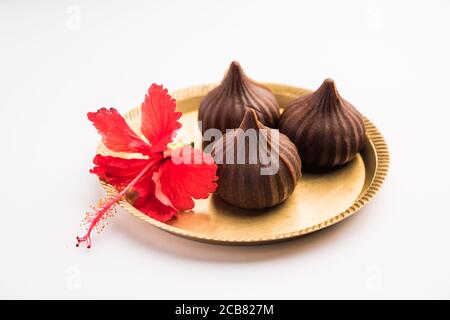 Chocolate Modak for Ganesh Chaturthi Puja or Ganesha festival Stock Photo