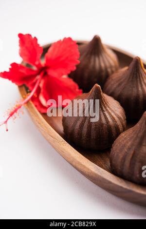 Chocolate Modak for Ganesh Chaturthi Puja or Ganesha festival Stock Photo