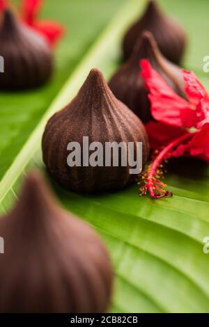 Chocolate Modak for Ganesh Chaturthi Puja or Ganesha festival Stock Photo