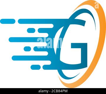 G Letter Speed circle Logo, Concept Letter G + Icon Speed + circle Stock Vector