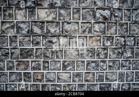 stone wall texture made from flint stones Stock Photo