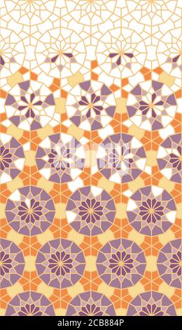 Arabesque vector seamless texture. Geometric halftone arabesque texture with color tile disintegration Stock Vector