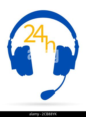 headphones with microphone support center icon vector illustration isolated on white background Stock Vector