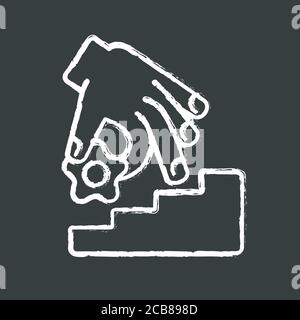 Coaching chalk white icon on black background. Self improvement skills, personal growth, mentoring. Assistance with business development, career promo Stock Vector