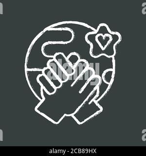 Tolerance chalk white icon on black background. Human rights, equality, solidarity and compassion. Communication skills, empathy. Friendly relationshi Stock Vector
