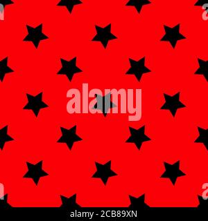 Seamless abstract Star black pattern on red background, Vector illustration texture for paper, wrapping and fabric Stock Vector