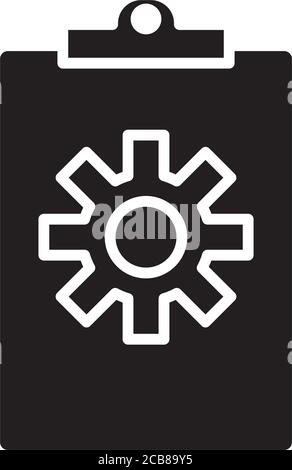 gear settings machine in clipboard silhouette style icon vector illustration design Stock Vector