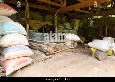 Mihaliccik, Eskisehir/Turkey-July 26 2020: interior of retro wooden watermill with old equipment Stock Photo