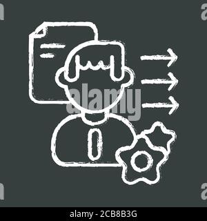 Brevity and clarity chalk white icon on black background. Professional competence, soft skills development. Personal growth, communication skills impr Stock Vector