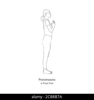 Pranamasana or Prayer Pose. Vector. Stock Vector