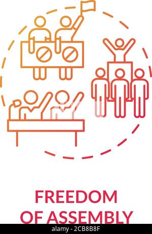 Freedom of assembly concept icon. Peaceful mass protest freedom idea thin line illustration. Demonstration. Human rights. Freedom of association. Vect Stock Vector