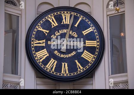 antique clock and arquitecture from Victoria Shopping wall in Sidney, Australia, 2019 Stock Photo