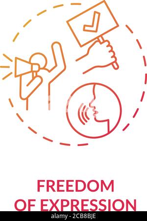 Freedom of expression concept icon. Free speech idea thin line illustration. Freedom of expressing opinion. Fundamental human rights. Amendment. Vecto Stock Vector