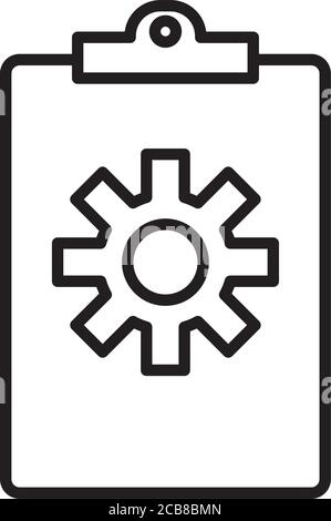 gear settings machine in clipboard line style icon vector illustration design Stock Vector
