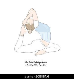 Eka Pada Rajakapotasana or One-Legged King Pigeon Pose. Vector. Stock Vector