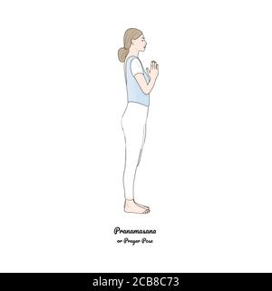 Pranamasana or Prayer Pose. Vector. Stock Vector