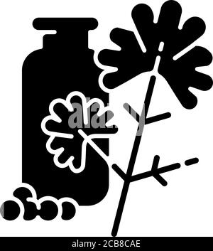 Coriander black glyph icon. Chinese parsley. Cilantro. Herbs and spices. Food flavoring and seasoning. Natural supplement. Silhouette symbol on white Stock Vector