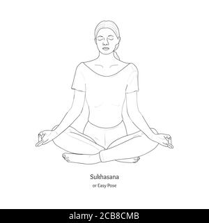 Sukhasana or Easy Pose with Chin Mudra. Yoga Practice. Vector Stock ...