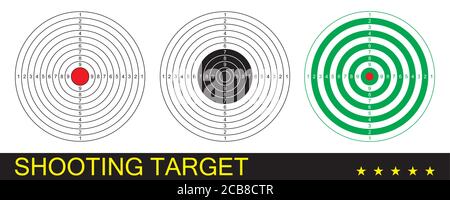 Shooting target. Set targets for practical shooting of the pistol, shotgun or rifle. Collection of blank target sport for Shooting competition. Stock Vector